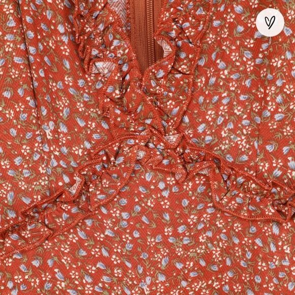 Lulus Admire You Orange Floral Print Ruffled Long Sleeve Mini Dress - Picture 4 of 6